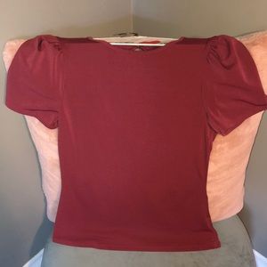 Express Mauve Short Sleeve Keyhole Top